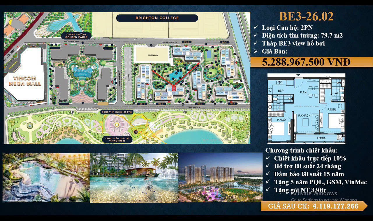 Căn 2pn2wc the beverly vinhomes grand park tặng nội thất 330 triệu
